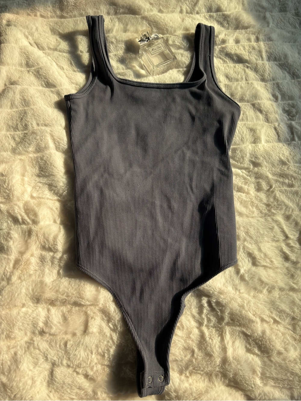 Abercrombie & Fitch Charcoal Gray Ribbed Tank Bodysuit